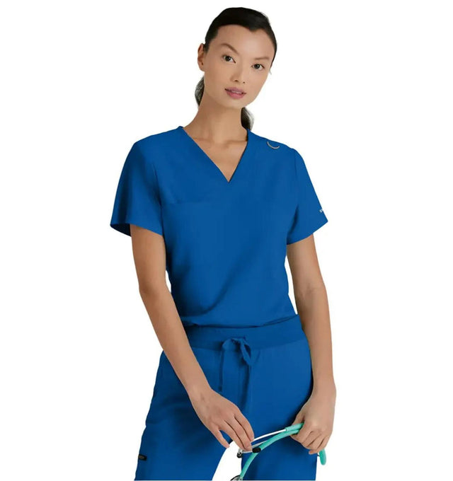 Grey's Anatomy Stretch™ by Barco Bree 1-Pocket Tuck-In Scrub Top-New Royal