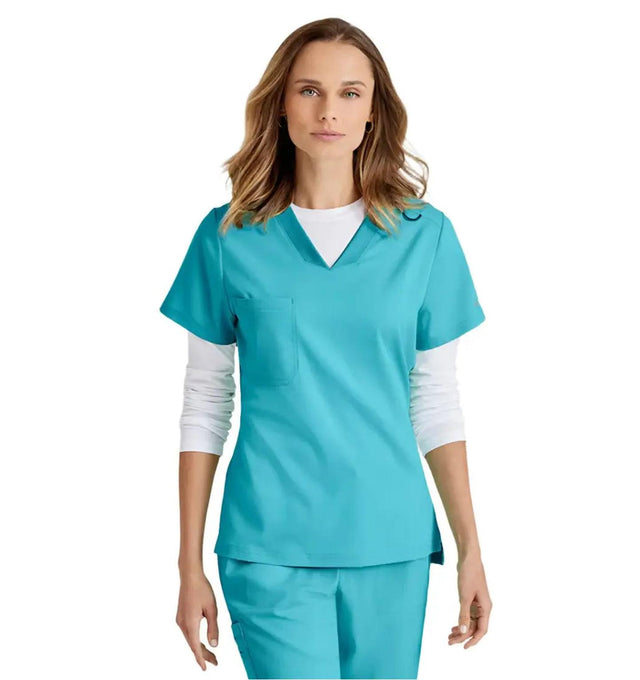 Grey's Anatomy Stretch™ by Barco Bree 1-Pocket Tuck-In Scrub Top-Teal