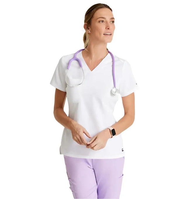 Grey's Anatomy Stretch™ by Barco Bree 1-Pocket Tuck-In Scrub Top-White