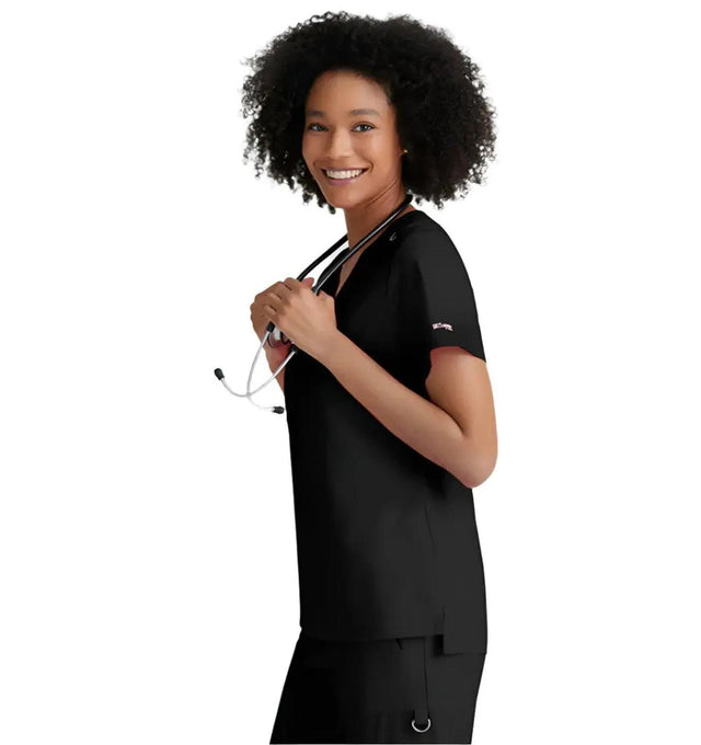 Grey's Anatomy Stretch™ by Barco Bree 1-Pocket Tuck-In Scrub Top-Black