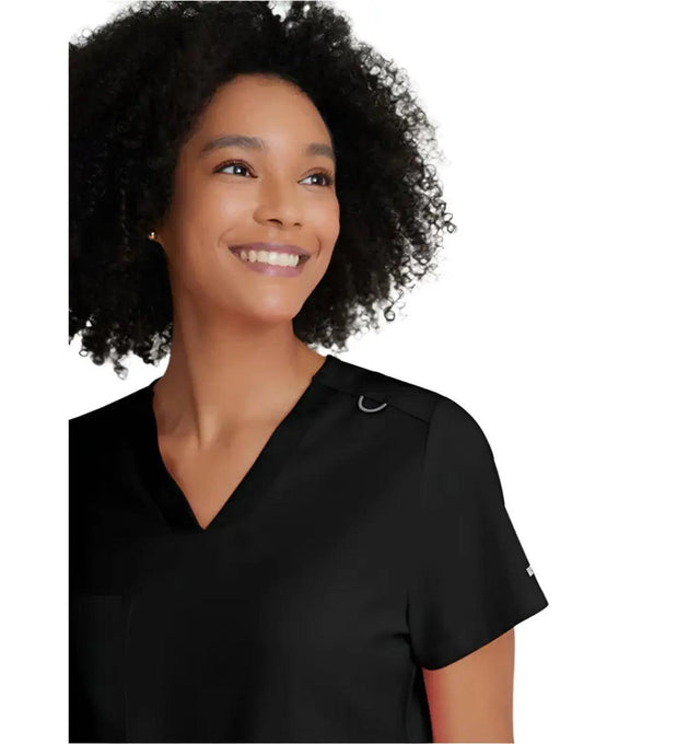 Grey's Anatomy Stretch™ by Barco Bree 1-Pocket Tuck-In Scrub Top-Black