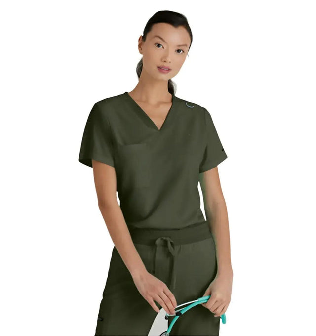 Grey's Anatomy Stretch™ by Barco Bree 1-Pocket Tuck-In Scrub Top-Olive