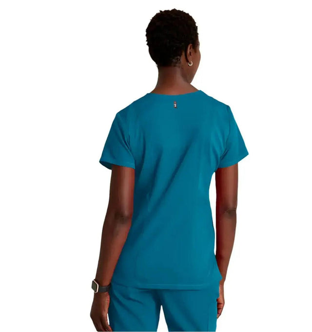 Grey's Anatomy Stretch™ by Barco Serena 3-Pocket Curved V-Neck Scrub Top-Bahama