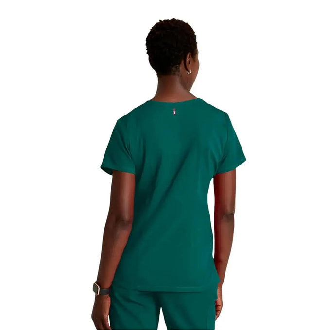 Grey's Anatomy Stretch™ by Barco Serena 3-Pocket Curved V-Neck Scrub Top-Hunter green