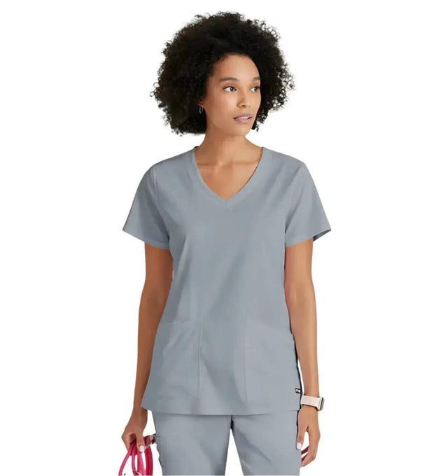 Grey's Anatomy Stretch™ by Barco Serena 3-Pocket Curved V-Neck Scrub Top-MoonStruck