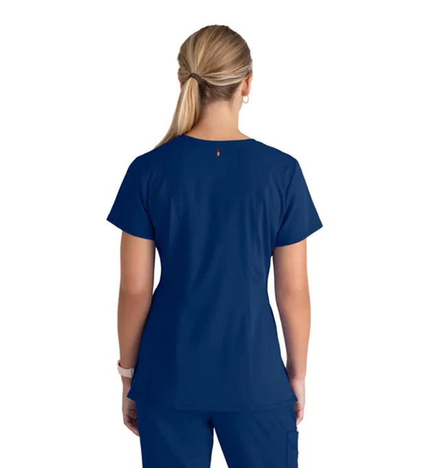 Grey's Anatomy Stretch™ by Barco Serena 3-Pocket Curved V-Neck Scrub Top-Indigo