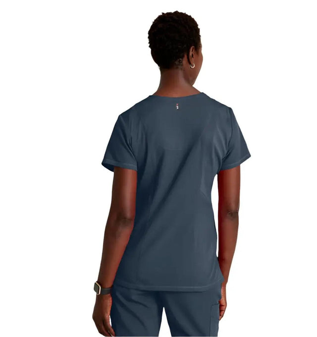 Grey's Anatomy Stretch™ by Barco Serena 3-Pocket Curved V-Neck Scrub Top-Steel