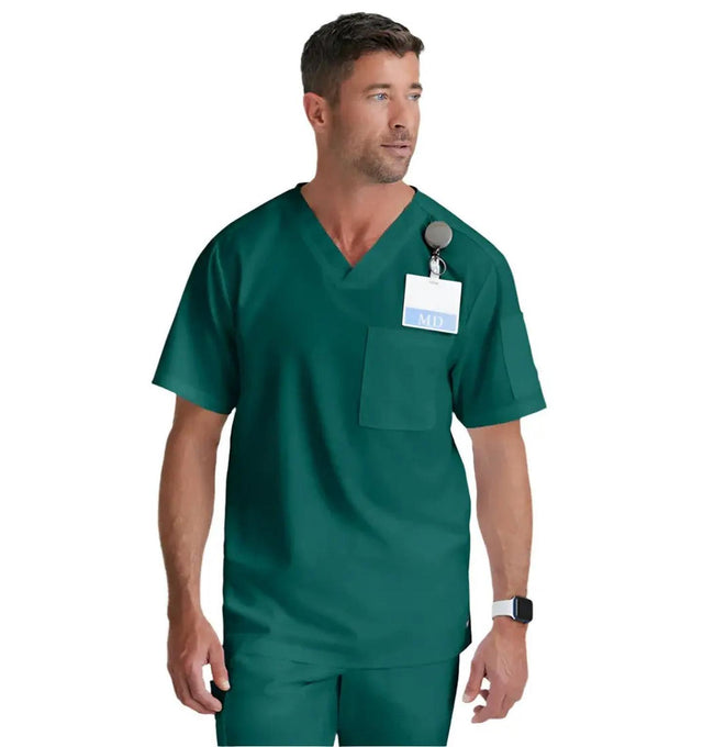 Grey's Anatomy™ by Barco Evan 2-Pocket Neck Scrub Top-Hunter Green