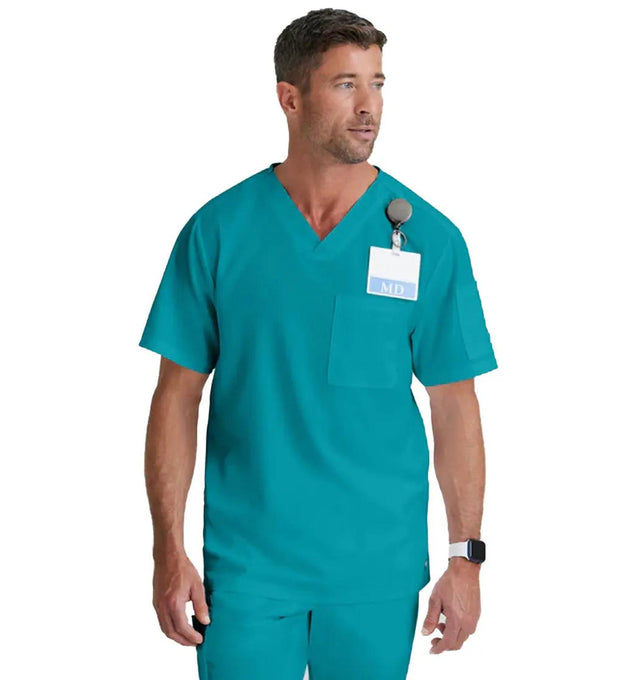Grey's Anatomy™ by Barco Evan 2-Pocket Neck Scrub Top-Teal