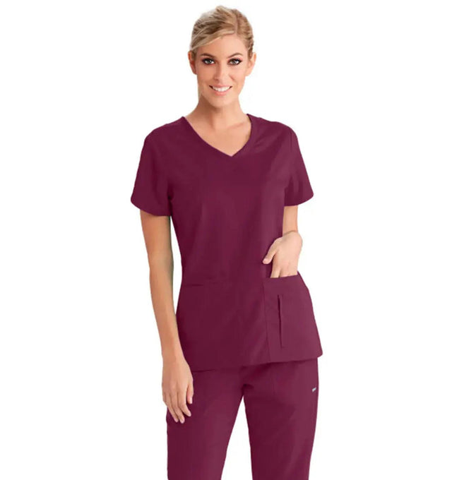 Grey's Anatomy™ by Barco Cora 4-Pocket Scrub Top-Wine