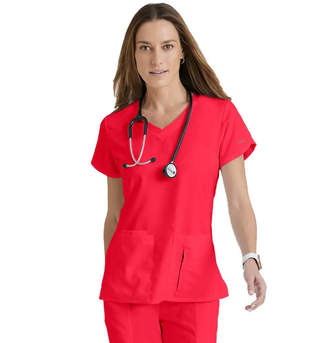 Grey's Anatomy™ by Barco Cora 4-Pocket Scrub Top-Scarlet Red Front