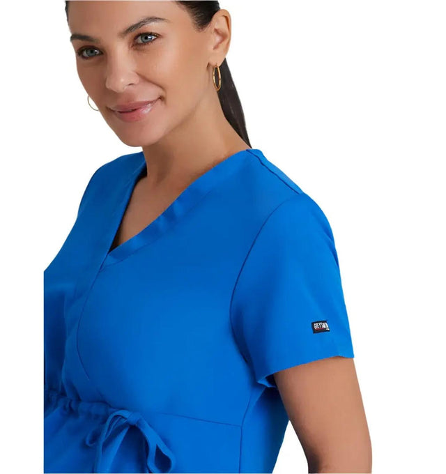 Grey's Anatomy™ by Barco Lilah 2-Pocket Mock Wrap Maternity Scrub Top-New Royal
