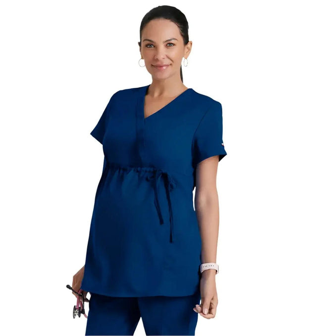 Grey's Anatomy™ by Barco Lilah 2-Pocket Mock Wrap Maternity Scrub Top-Indigo