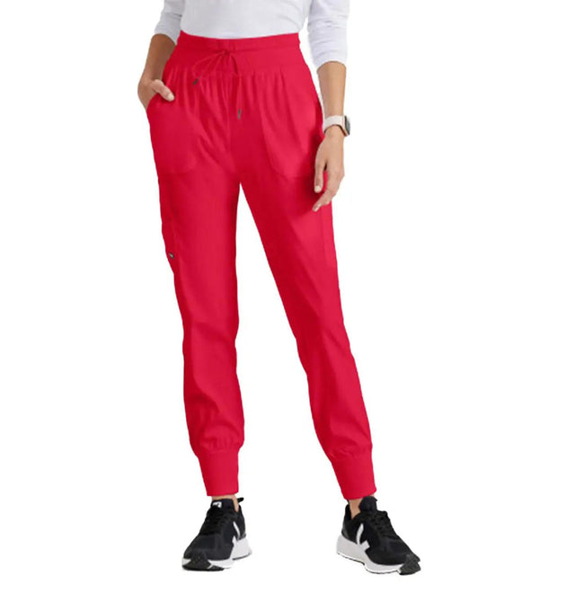 Grey's Anatomy™ Stretch by Barco 7-Pocket Jogger Pant-Scartled Red