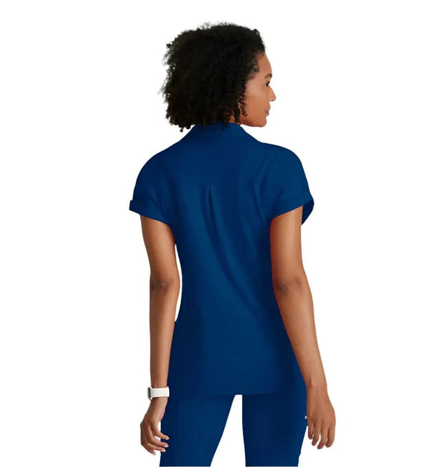 Barco One Performance Knit by Barco Engage Knit 2-Pocket Zip-Neck Dolman Scrub Top - Indigo