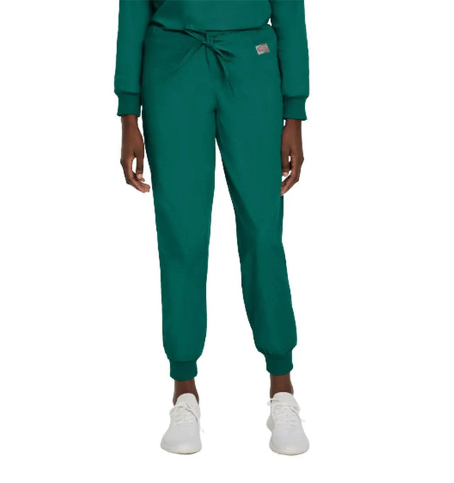 Landau Scrub Zone Unisex Banded-Bottom Jogger Scrub Pants LB404 -Hunter-Frontview