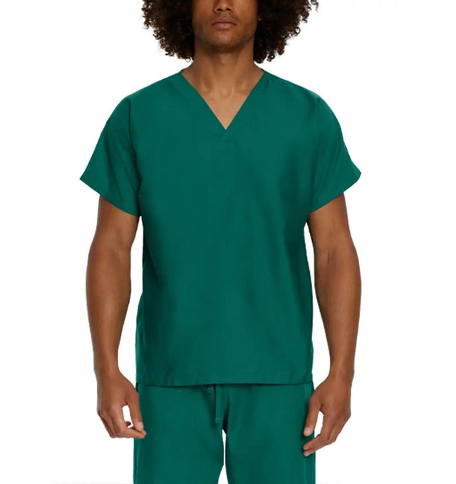 Landau Scrub Zone Unisex No-Pocket V-Neck Scrub Top LT102 -Hunter-Frontview