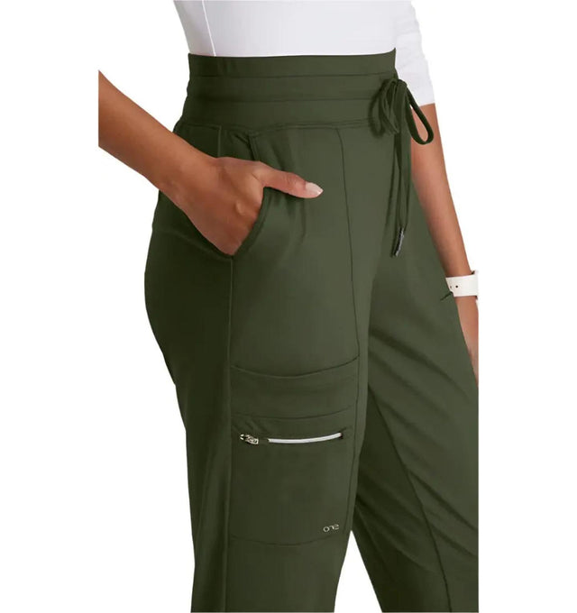 Barco One Performance Knit by Barco Pro Knit 5-Pocket Drawcord Waist Jogger Scrub Pant - Olive