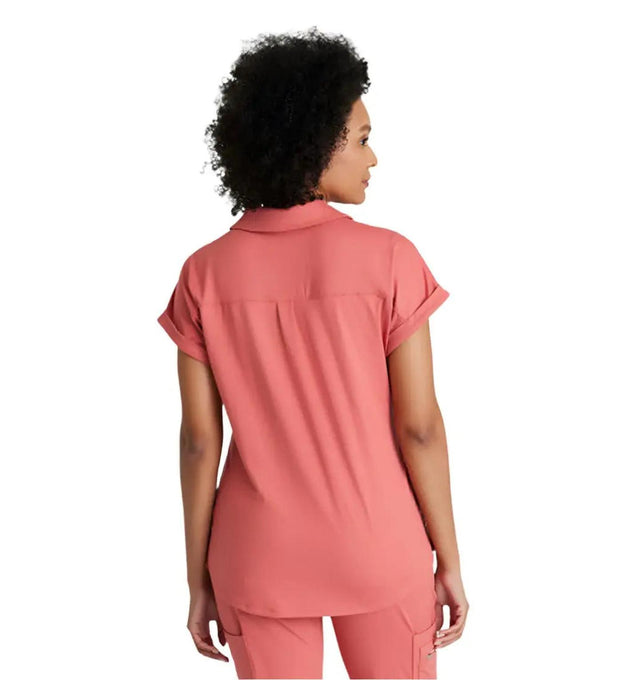 Barco One Performance Knit by Barco Engage Knit 2-Pocket Zip-Neck Dolman Scrub Top - Ginger Rose