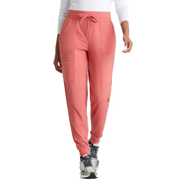 Barco One Performance Knit by Barco Pro Knit 5-Pocket Drawcord Waist Jogger Scrub Pant - Ginger Rose