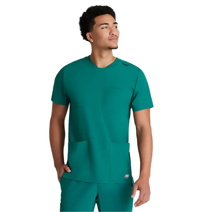 Grey's Anatomy Stretch™ by Barco Thesis 3-Pocket Round Neck Scrub Top - Hunter Green
