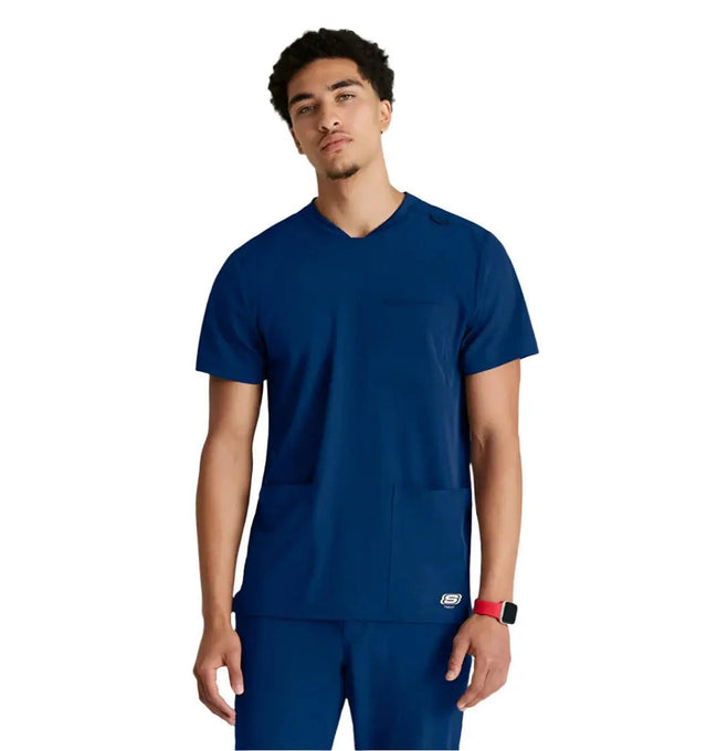 Grey's Anatomy Stretch™ by Barco Thesis 3-Pocket Round Neck Scrub Top - Indigo