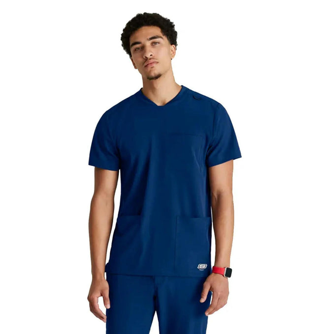Grey's Anatomy Stretch™ by Barco Thesis 3-Pocket Round Neck Scrub Top - Navy
