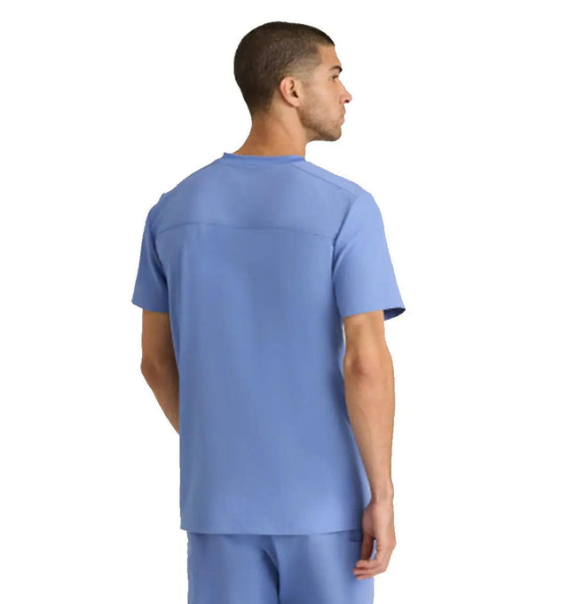 Grey's Anatomy Stretch™ by Barco Thesis 3-Pocket Round Neck Scrub Top - Ciel Blue