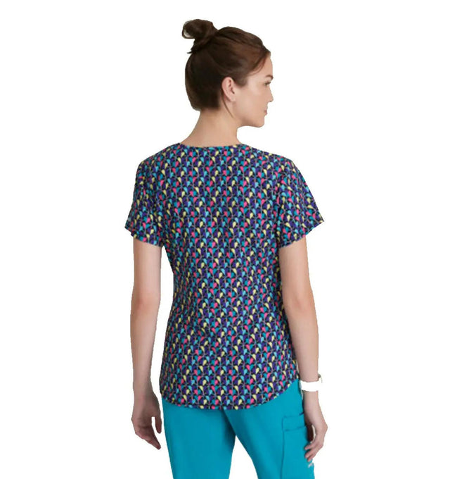 SKECHERS™ by Barco Essence V-Neck Animal Print Top-Deco Hearts