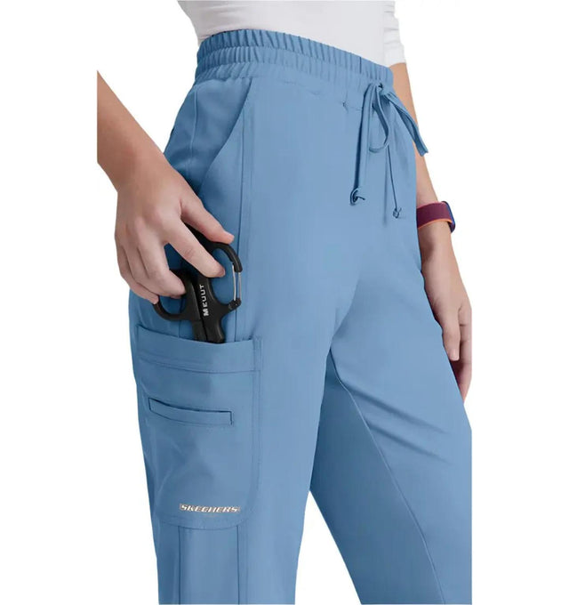 SKECHERS™ by barco Gamma 6-Pocket Mid-Rise Tapered Leg Scrub Pant-Ciel Blue
