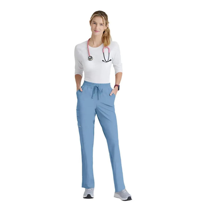 SKECHERS™ by barco Gamma 6-Pocket Mid-Rise Tapered Leg Scrub Pant-Ciel Blue