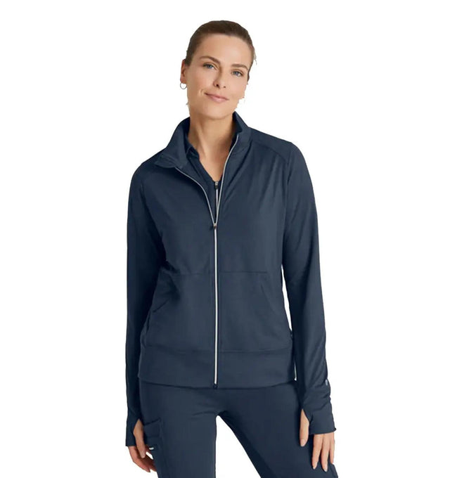 Barco One Performance Knit by Barco Arena Kangaroo Pocket Warm-Up Scrub Jacket - Steel