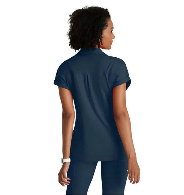 Barco One Performance Knit by Barco Engage Knit 2-Pocket Zip-Neck Dolman Scrub Top - Steel