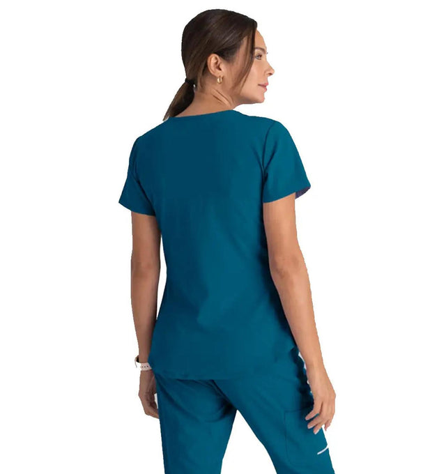 Skechers™ by Barco Breeze 3-Pocket Curved V-Neck Scrub Top-Bahama