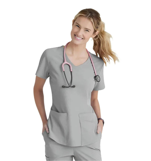 Skechers™ by Barco Breeze 3-Pocket Curved V-Neck Scrub Top-Moonstruck