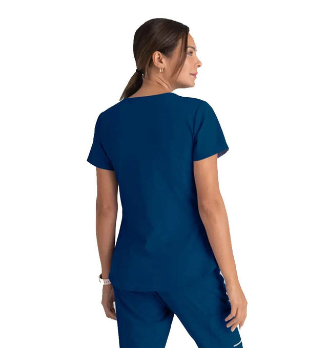 Skechers™ by Barco Breeze 3-Pocket Curve-d VNeck Scrub Top-Navy
