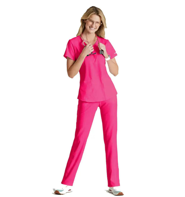Skechers™ by Barco Breeze 3-Pocket Curve-d VNeck Scrub Top-Vibrance Pink