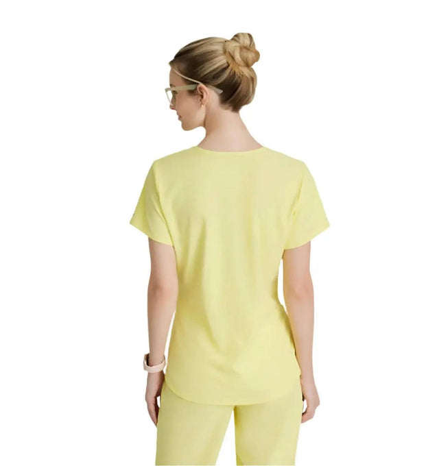 Skechers™ by Barco Breeze 3-Pocket Curved V-Neck Scrub Top-Lemon Glow
