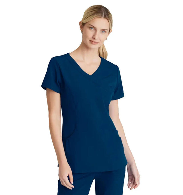 Skechers™ Vitality by Barco Charge 3-Pocket Crossover Scrub Top - Navy