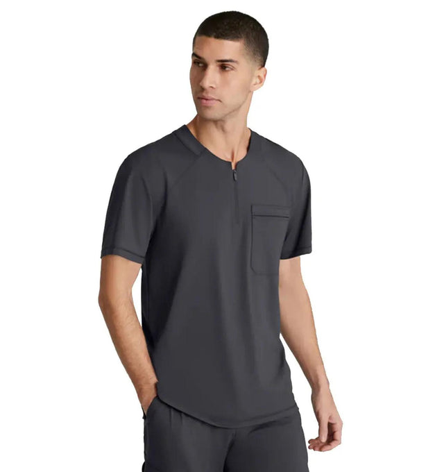 Skechers™ by Barco Slip-ins Flex Single Pocket Curved Neck Scrub Top - Pewter
