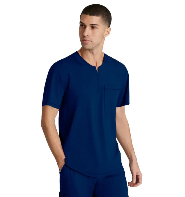 Skechers™ by Barco Slip-ins Flex Single Pocket Curved Neck Scrub Top - Navy