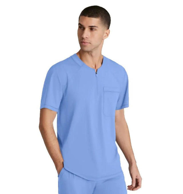 Skechers™ by Barco Slip-ins Flex Single Pocket Curved Neck Scrub Top - Ciel Blue