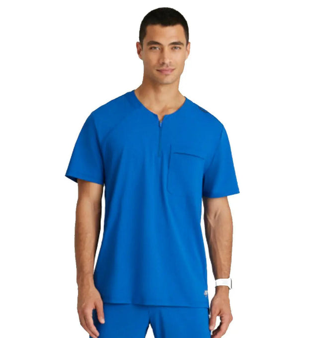Skechers™ by Barco Slip-ins Flex Single Pocket Curved Neck Scrub Top - New Royal