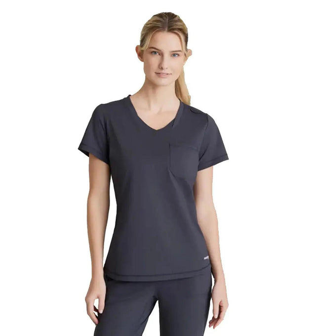 Skechers™ by Barco Slip-ins FLOW 1-POCKET TULIP HEM TOP - Pewter