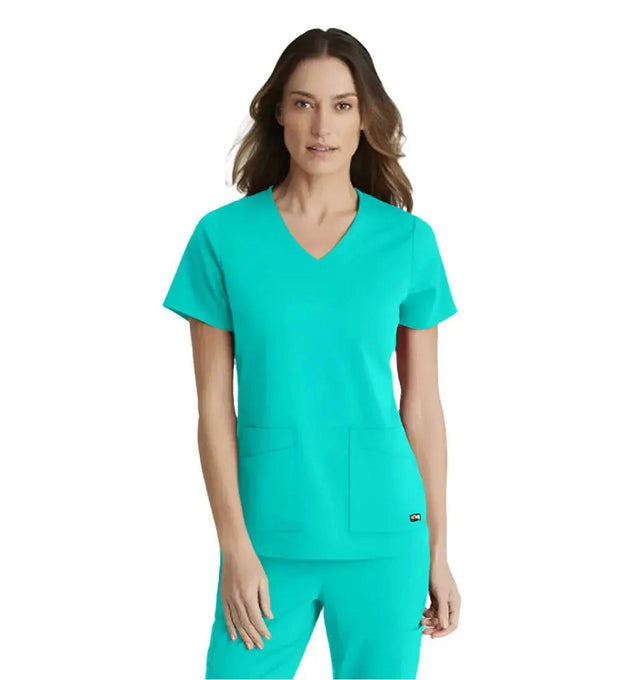 Grey's Anatomy Stretch™ by Barco Emma 4-Pocket V-Neck Scrub Top-Alpine Aqua