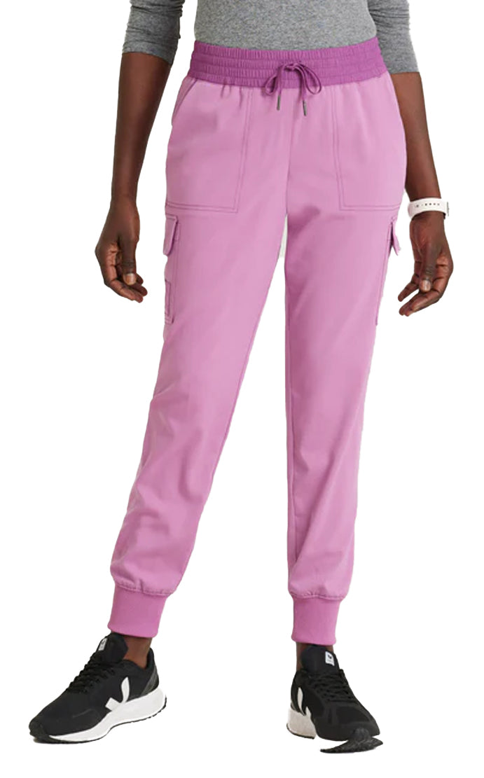 Grey's Anatomy™ Stretch by Barco Amelia 5-Pocket  Two Tone Jogger Scrub Pant-Pink Topaz