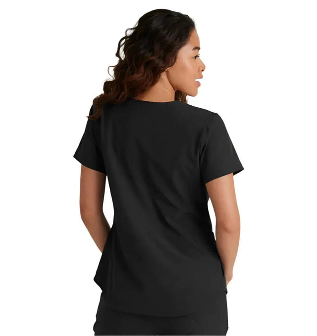 Skechers™ Vitality by Barco Electra 3-Pocket Ribbed V-Neck Scrub Top - Black