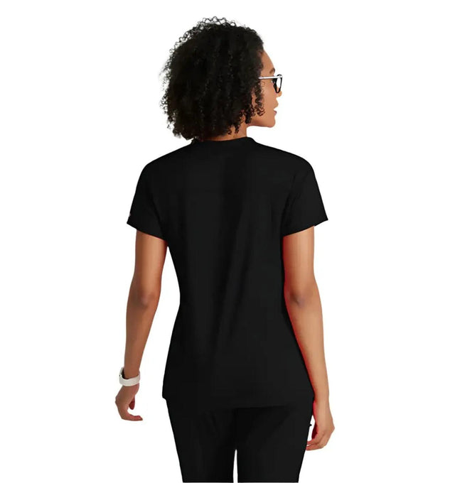 Barco One Performance Knit by Barco Victory Knit 2-Pocket V-Neck Scrub Top - Black