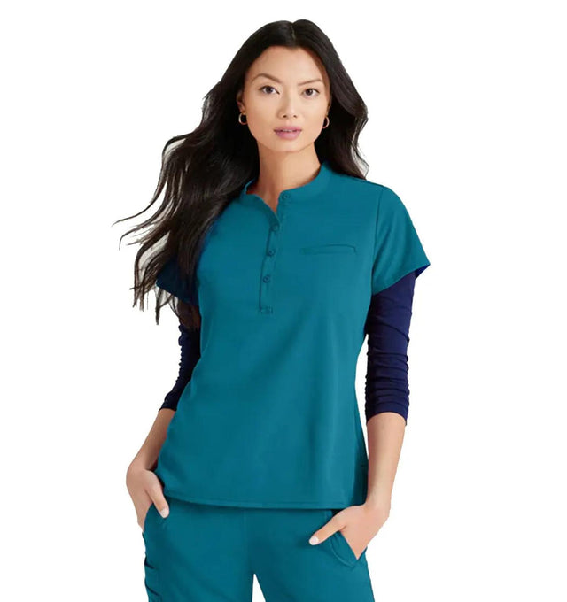 Barco Unify™ by Barco MISSION 1-POCKET HENLEY NECK SCRUB TOP - Bahama
