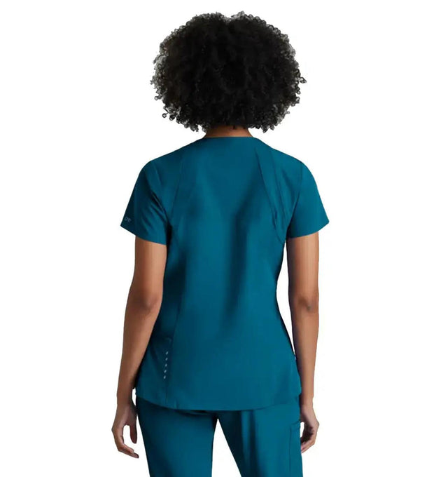 Barco One™ by Barco Racer 4-Pocket V-Neck Scrub Top-Bahama